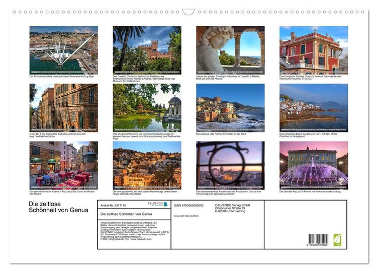 Produktbild: Die zeitlose Sch&ouml;nheit von Genua (Wandkalender 2027 DIN A2 quer), CALVENDO Monatskalender