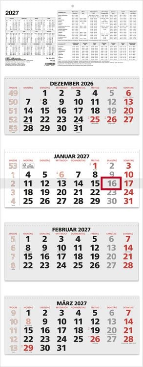 Produktbild: 4-Monatskalender rot 2027