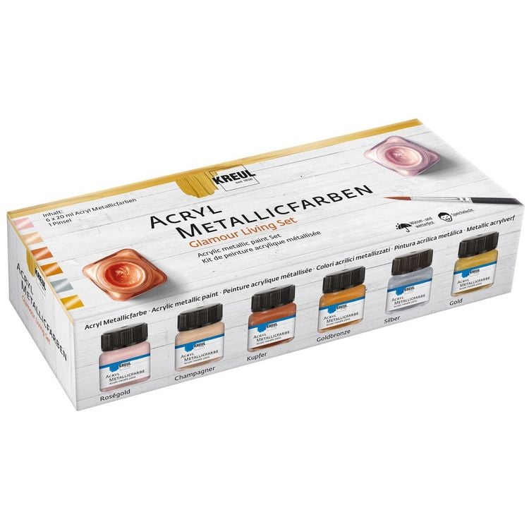 Produktbild: KREUL Acryl Metallicfarben Set Glamour Living 6 x 20 ml