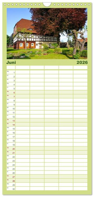Produktbild: Familienplaner 2026 - Umgebindeh&auml;user in der Oberlausitz mit 5 Spalten (Wandkalender, 21 x 45 cm) CALVENDO