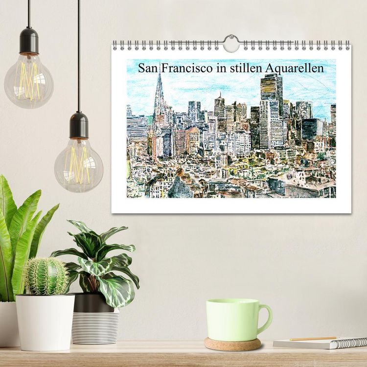 Produktbild: San Francisco in stillen Aquarellen (Wandkalender 2026 DIN A4 quer), CALVENDO Monatskalender