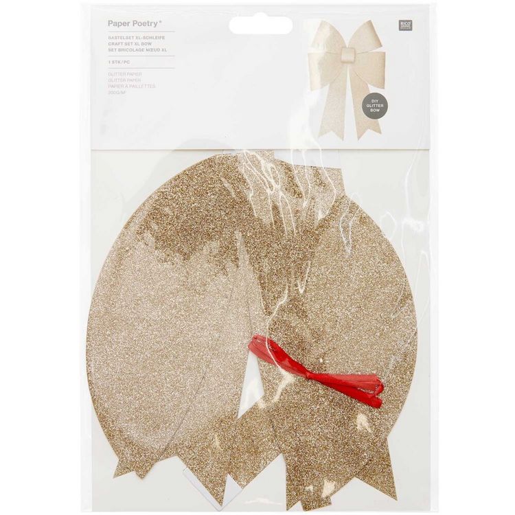 Produktbild: Bastelset XL-Schleife, Glitter, Gold,, 200 g/m&sup2;