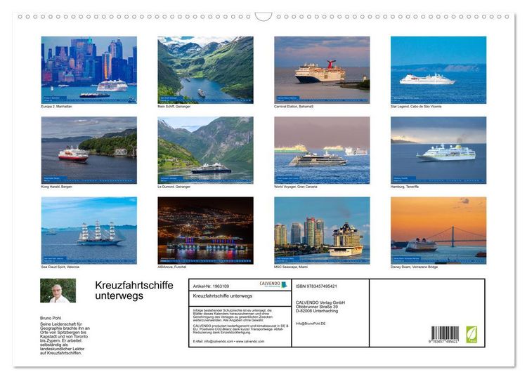 Produktbild: Kreuzfahrtschiffe unterwegs (Wandkalender 2026 DIN A2 quer), CALVENDO Monatskalender
