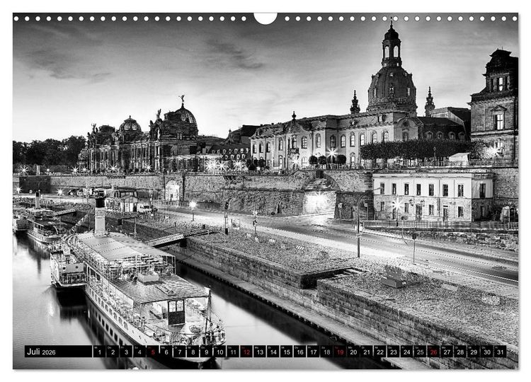 Produktbild: Dresden Faszination Schwarz Weiss (Wandkalender 2026 DIN A3 quer), CALVENDO Monatskalender