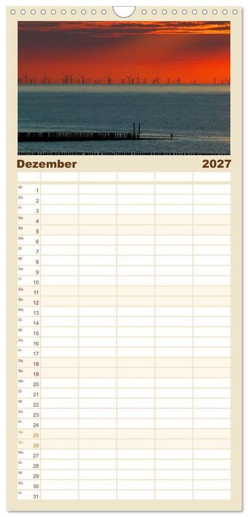 Produktbild: Familienplaner 2027 - Magische K&uuml;ste Zeeland mit 5 Spalten (Wandkalender, 21 x 45 cm) CALVENDO