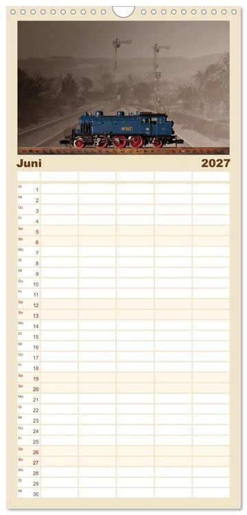 Produktbild: Familienplaner 2027 - Dampflokomotiven in Spur N mit 5 Spalten (Wandkalender, 21 x 45 cm) CALVENDO