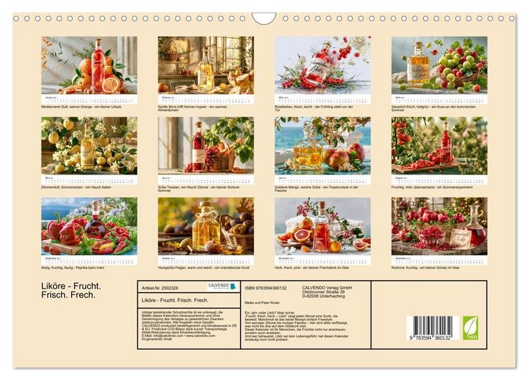 Produktbild: Lik&ouml;re - Frucht. Frisch. Frech. (Wandkalender 2027 DIN A3 quer), CALVENDO Monatskalender