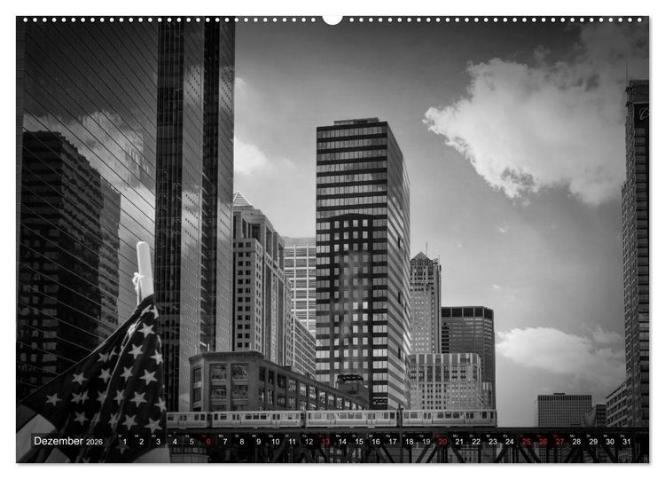 Produktbild: CHICAGO Monochrom (Wandkalender 2026 DIN A2 quer), CALVENDO Monatskalender