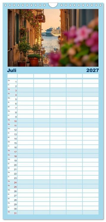 Produktbild: Familienplaner 2027 - Kreuzfahrtschiffe Kalender - Kreuzfahrten und Giganten der Meere mit 5 Spalten (Wandkalender, 21 x 45 cm) CALVENDO