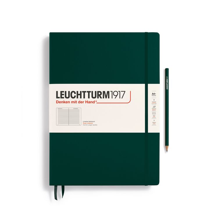 Produktbild: LEUCHTTURM1917 Notizbuch Master Classic (A4+), Hardcover, 235 nummerierte Seiten, Forest Green, Liniert