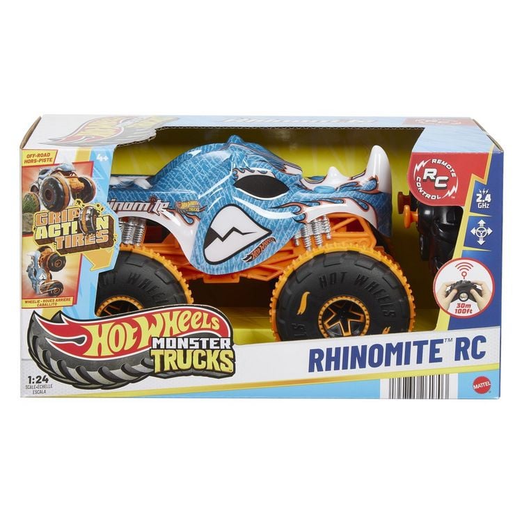 Produktbild: Hot Wheels RC Monster Trucks Rhinomite im Maßstab 1:24, Spielzeug-Truck mit batteriebetriebener Fernbedienung