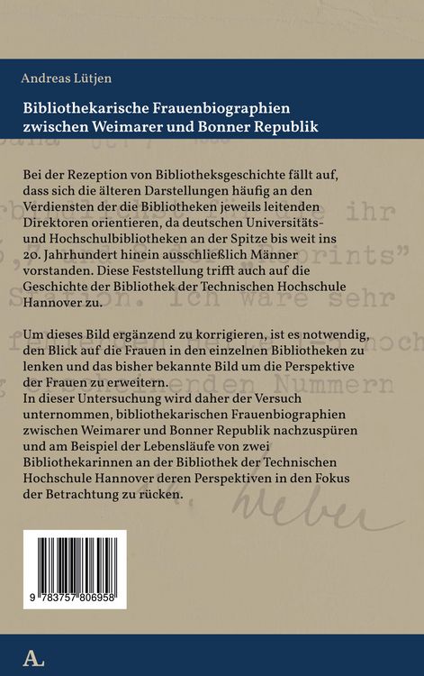 Produktbild: Bibliothekarische Frauenbiographien zwischen Weimarer und Bonner Republik