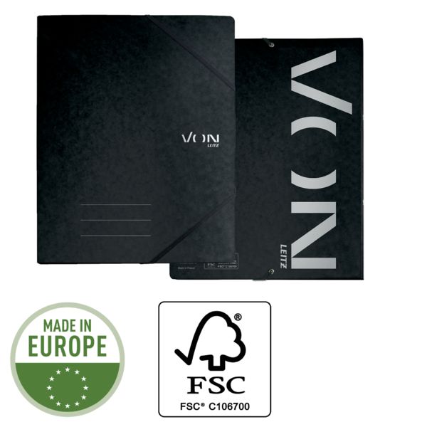 Produktbild: VON Ringbuch A4 mit 2 Ringen und elastischen Eckb&auml;ndern, Karton, von Leitz