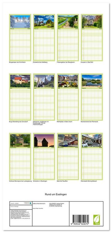 Produktbild: Familienplaner 2026 - Rund um Esslingen mit 5 Spalten (Wandkalender, 21 x 45 cm) CALVENDO