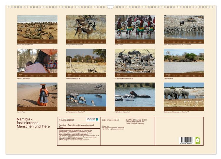 Produktbild: Namibia - faszinierende Menschen und Tiere (Wandkalender 2026 DIN A2 quer), CALVENDO Monatskalender