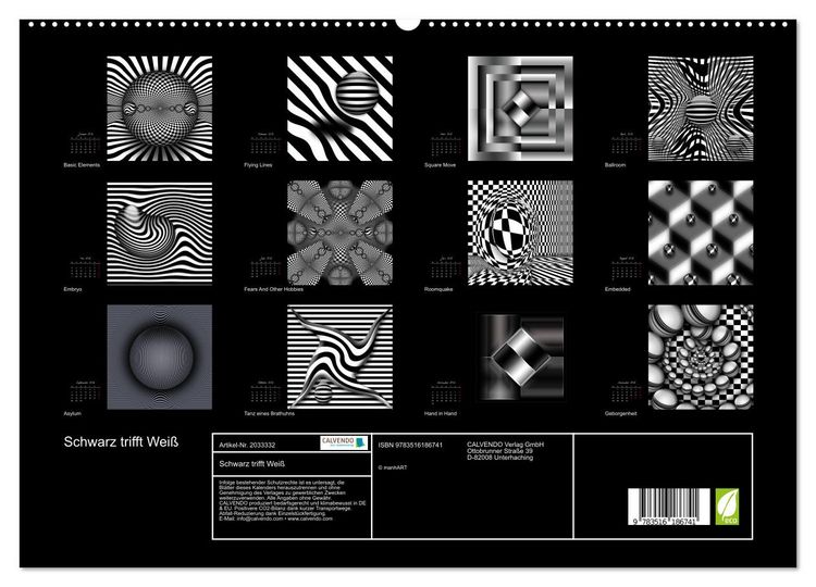 Produktbild: Schwarz trifft Wei&szlig; (hochwertiger Premium Wandkalender 2026 DIN A2 quer), Kunstdruck in Hochglanz