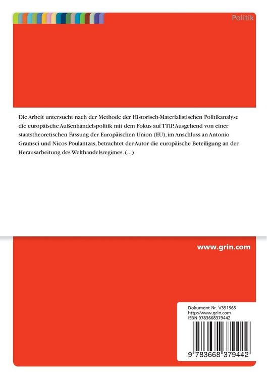Produktbild: Hegemonieprojekte in den Auseinandersetzungen um die "Transatlantische Handels- und Investitionspartnerschaft" (TTIP)