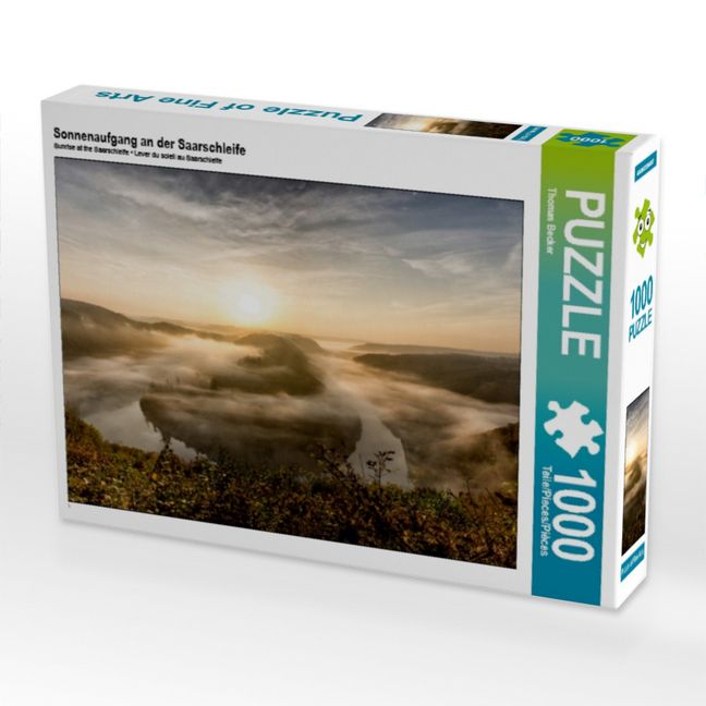 Produktbild: CALVENDO Puzzle Sonnenaufgang an der Saarschleife | 1000 Teile Lege-Gr&ouml;&szlig;e 64x48cm Foto-Puzzle f&uuml;r gl&uuml;ckliche Stunden