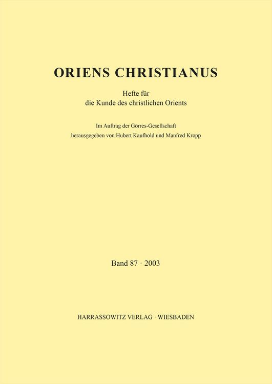 Produktbild: Oriens Christianus 87 (2003)