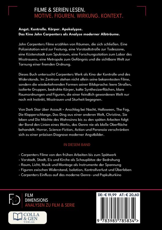 Produktbild: Die Filme des John Carpenter (Film Dimensions)