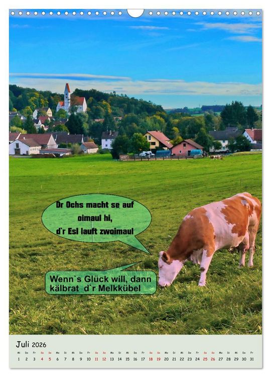 Produktbild: Schw&auml;bische Sprichw&ouml;rter - so gsaid (Wandkalender 2026 DIN A3 hoch), CALVENDO Monatskalender