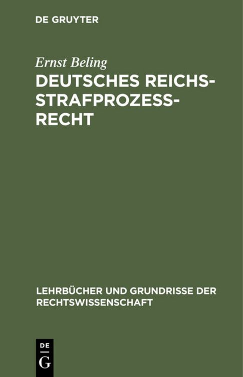 Produktbild: Deutsches Reichsstrafproze&szlig;recht