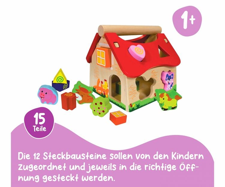 Produktbild: Eichhorn Holz Steckhaus, 15-teilig