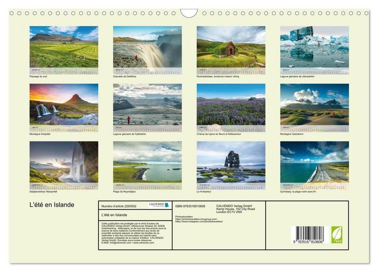 Produktbild: L'&eacute;t&eacute; en Islande (Calendrier mural 2027 DIN A3 vertical), CALVENDO calendrier mensuel