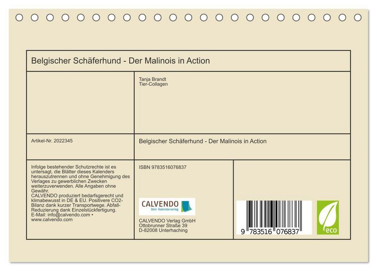 Produktbild: Belgischer Sch&auml;ferhund - Der Malinois in Action (Tischkalender 2026 DIN A5 quer), CALVENDO Monatskalender