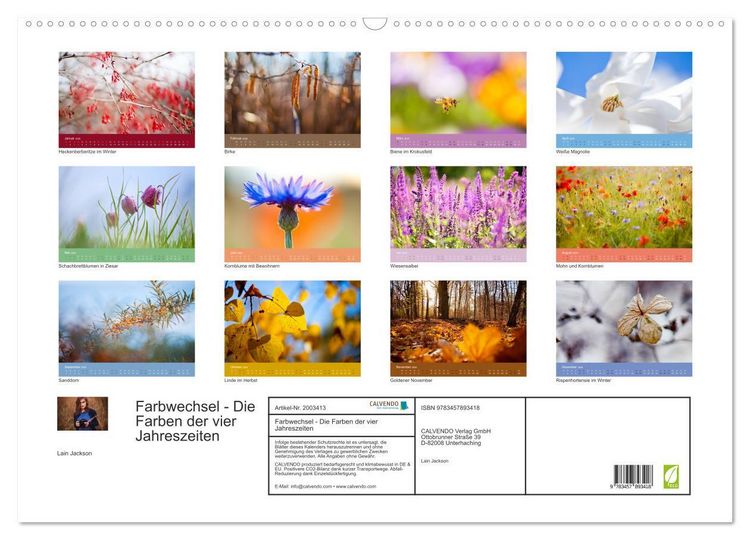 Produktbild: Farbwechsel - Die Farben der vier Jahreszeiten (Wandkalender 2026 DIN A2 quer), CALVENDO Monatskalender