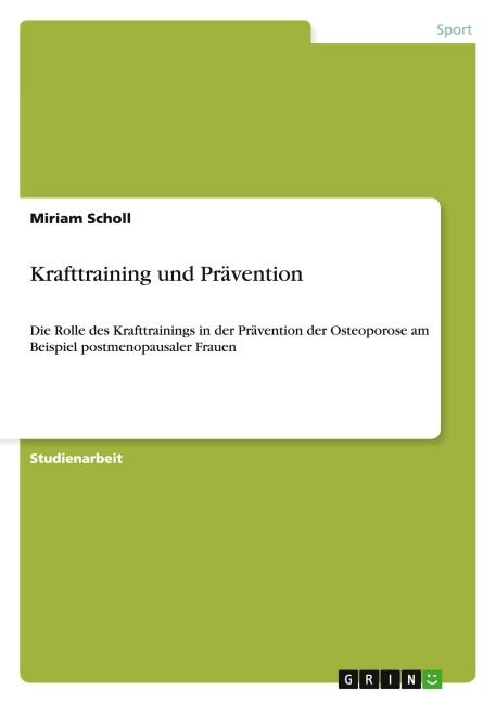Produktbild: Krafttraining und Pr&auml;vention