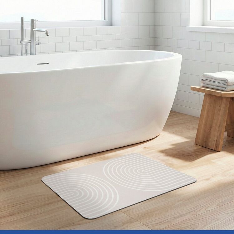 Produktbild: Diatomit Badematte Mod. Nazca Beige, 60 x 39 cm, schnelltrocknend und rutschsicher