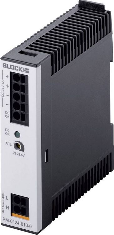 Produktbild: BLOCK PM-0124-010-0 Hutschienen-Netzteil (DIN-Rail) 24 V/DC 1 A 24 W Anzahl Ausg&auml;nge:1 x Inhalt 1 St.