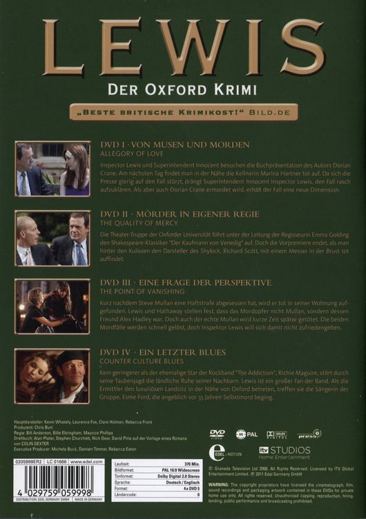 Produktbild: Lewis - Der Oxford Krimi - Staffel 3 [4 DVDs]