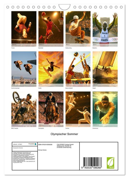 Produktbild: Olympischer Sommer (Wandkalender 2026 DIN A4 hoch), CALVENDO Monatskalender