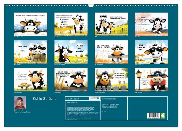 Produktbild: Kuhle Spr&uuml;che (Wandkalender 2026 DIN A2 quer), CALVENDO Monatskalender