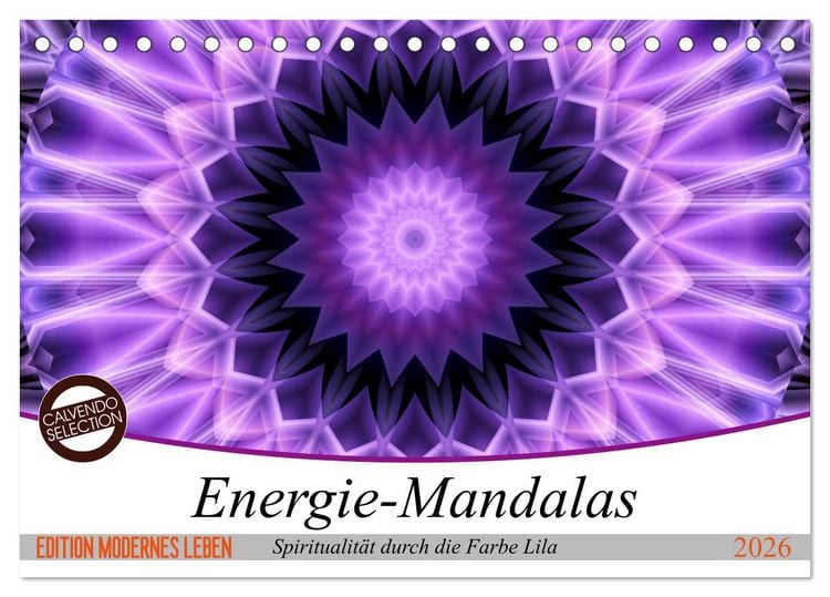 Produktbild: Energie - Mandalas, Spiritualit&auml;t durch die Farbe Lila (Tischkalender 2026 DIN A5 quer), CALVENDO Monatskalender