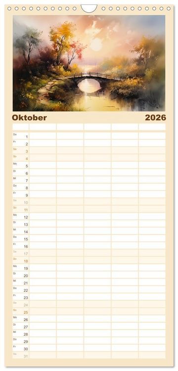 Produktbild: Familienplaner 2026 - Br&uuml;ckenromantik mit 5 Spalten (Wandkalender, 21 x 45 cm) CALVENDO