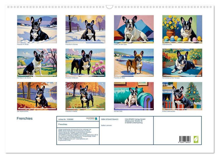 Produktbild: Frenchies (Wandkalender 2026 DIN A2 quer), CALVENDO Monatskalender