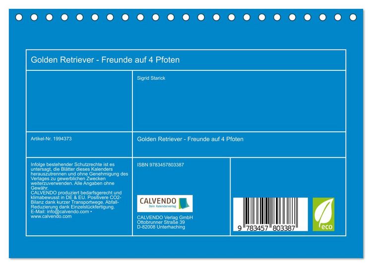 Produktbild: Golden Retriever - Freunde auf 4 Pfoten (Tischkalender 2026 DIN A5 quer), CALVENDO Monatskalender