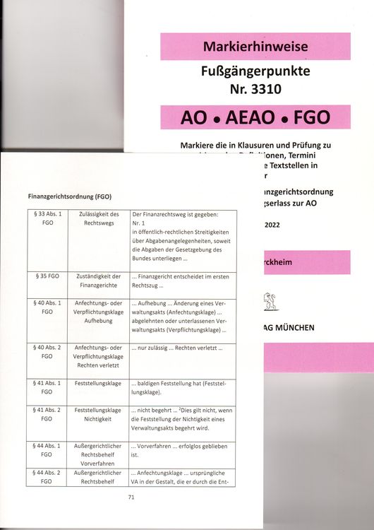 Produktbild: ABGABENORDNUNG & FGO D&uuml;rckheim-Markierhinweise/Fu&szlig;g&auml;ngerpunkte f&uuml;r das Steuerberaterexamen: D&uuml;rckheim'sche Markierhinweise