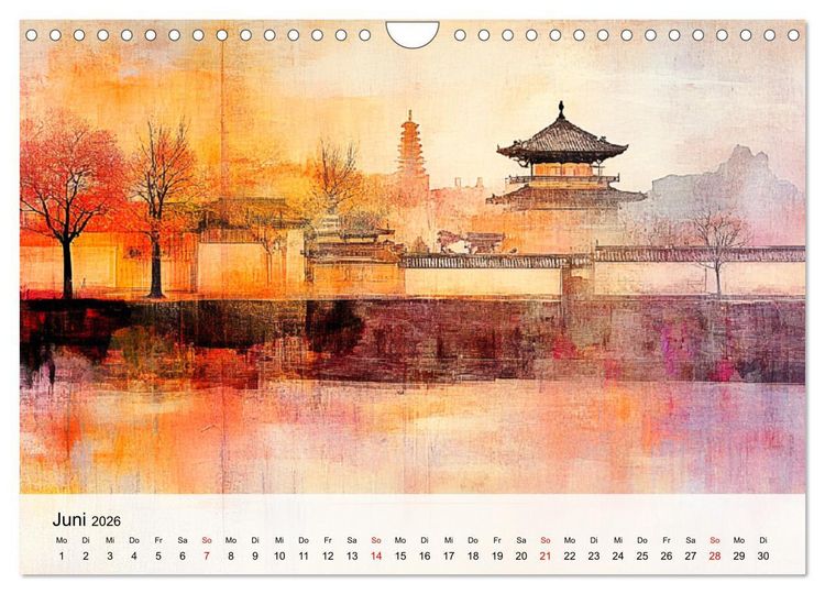 Produktbild: Japan. Eine k&uuml;nstlerische Reise im Aquarellstil (Wandkalender 2026 DIN A4 quer), CALVENDO Monatskalender