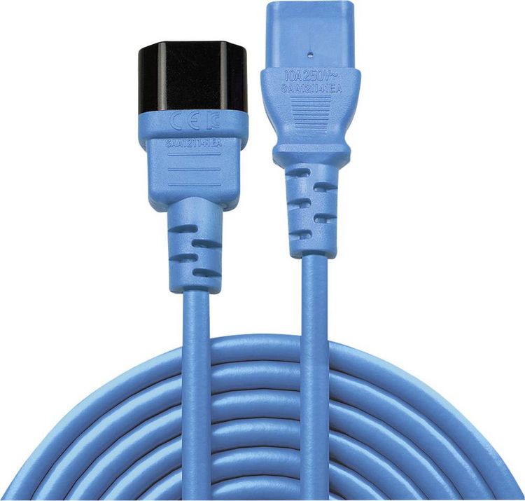 Produktbild: LINDY Strom Verl&auml;ngerungskabel [1x Kaltger&auml;te-Stecker C14 - 1x Kaltger&auml;te-Buchse C13] 0.50 m Blau