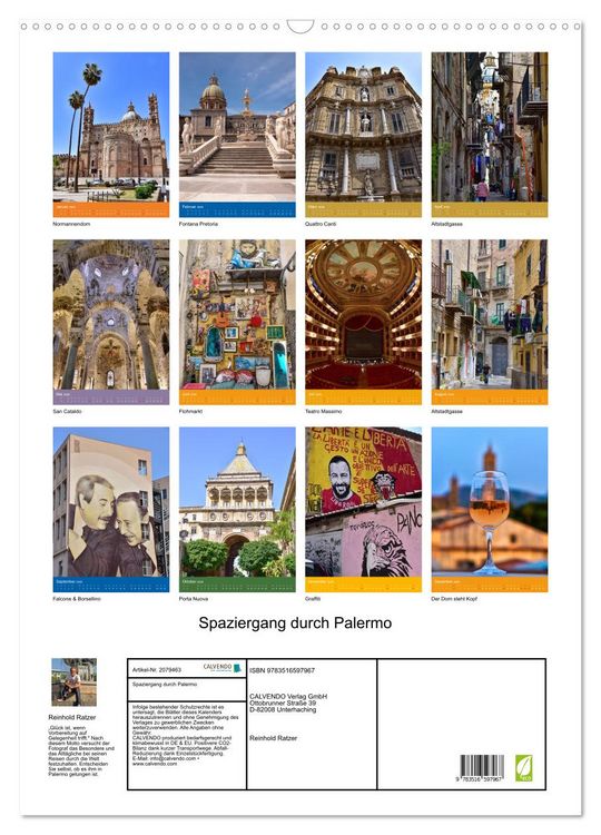 Produktbild: Spaziergang durch Palermo (Wandkalender 2026 DIN A2 hoch), CALVENDO Monatskalender