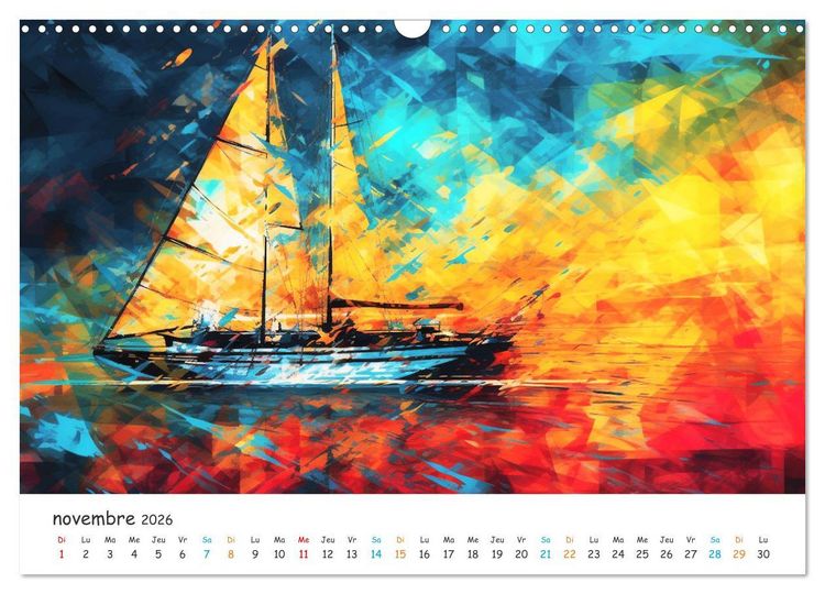 Produktbild: Voiles au gr&eacute; du temps (Calendrier mural 2026 DIN A3 vertical), CALVENDO calendrier mensuel