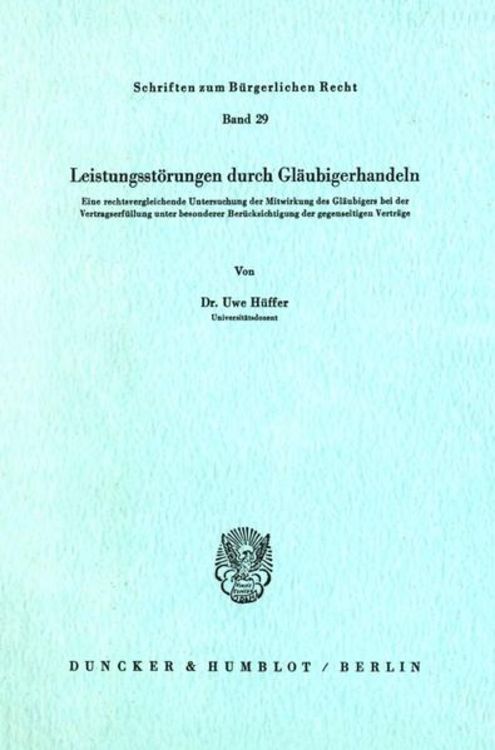 Produktbild: Leistungsst&ouml;rungen durch Gl&auml;ubigerhandeln.