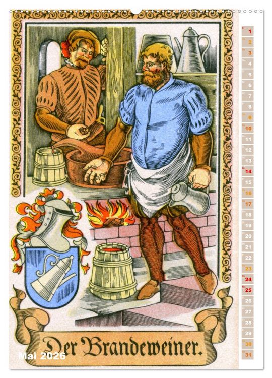 Produktbild: Altes Handwerk: Historische Zeichnungen neu entdeckt (hochwertiger Premium Wandkalender 2026 DIN A2 hoch), Kunstdruck in Hochglanz