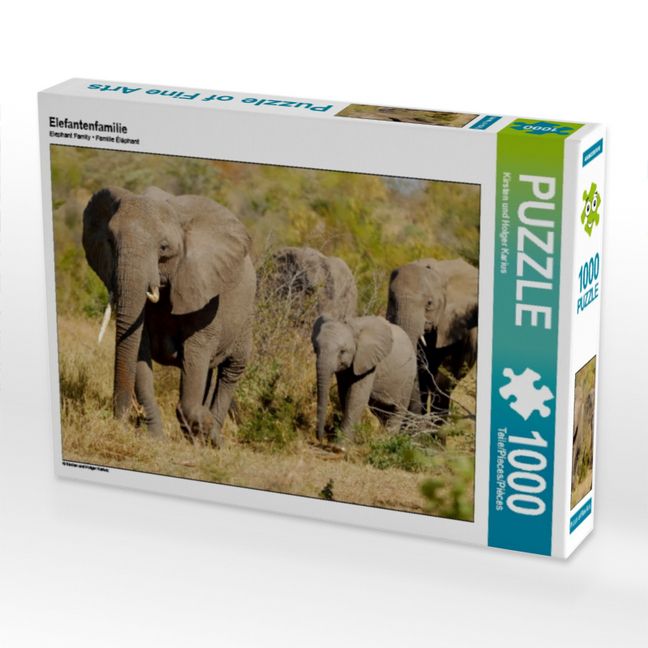 Produktbild: CALVENDO Puzzle Elefantenfamilie | 1000 Teile Lege-Gr&ouml;&szlig;e 64x48cm Foto-Puzzle f&uuml;r gl&uuml;ckliche Stunden