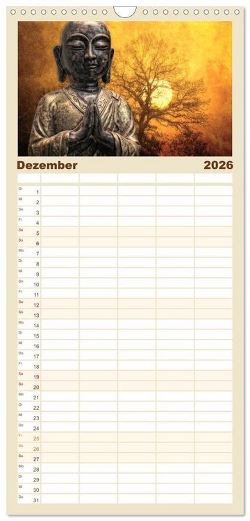 Produktbild: Familienplaner 2026 - All U Buddhas mit 5 Spalten (Wandkalender, 21 x 45 cm) CALVENDO