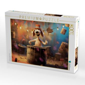 Produktbild: CALVENDO Puzzle Hund Balou schl&auml;gt die Pauke | 1000 Teile Lege-Gr&ouml;&szlig;e 64x48cm Foto-Puzzle f&uuml;r gl&uuml;ckliche Stunden